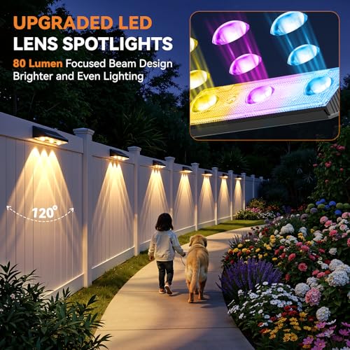 Solar Fence Lights Outdoor 6 Pack