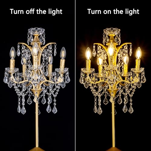 5 Light Farmhouse Traditional Crystal Table Lamp