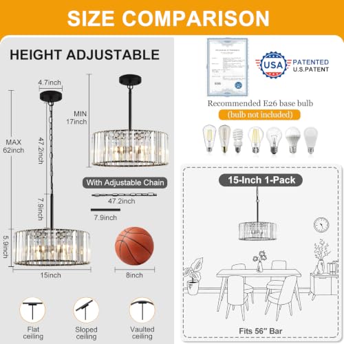 15" Modern Crystal Chandelier for Dining Room