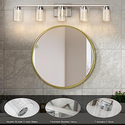 5 Light Brushed Nickel Vanity Light with 3 Color Modes