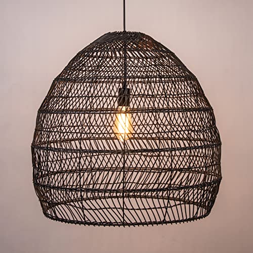 15.7" Black Woven Chandelier for Kitchen