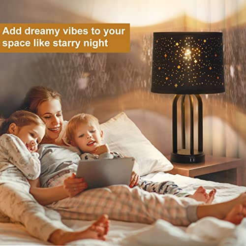 Black Drum Lampshades Set of 2 with Sky Stars Design
