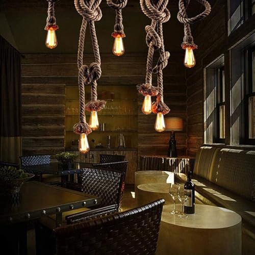 8 Heads Hemp Rope Pendant Light