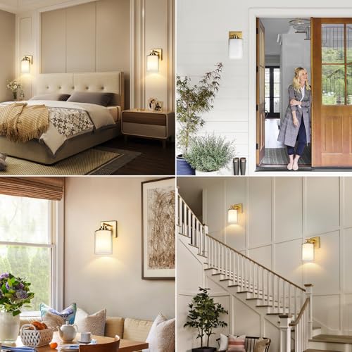 Wall Sconces Set of 2 with Double Clear Glass Shade for Bathroom (2 Count)