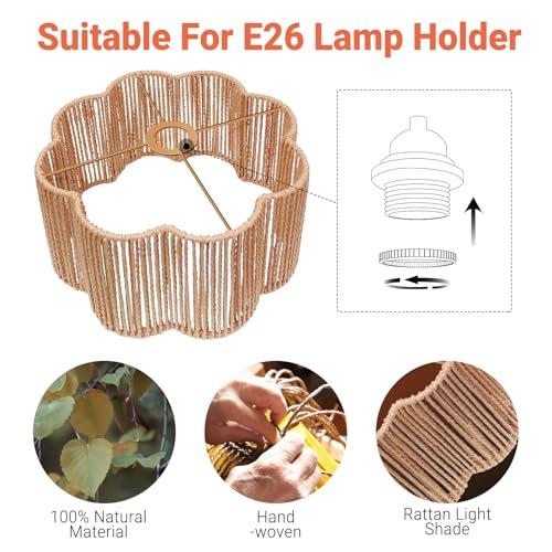 Hanging Light Lamp Shades Boho Rattan Lamp Shades