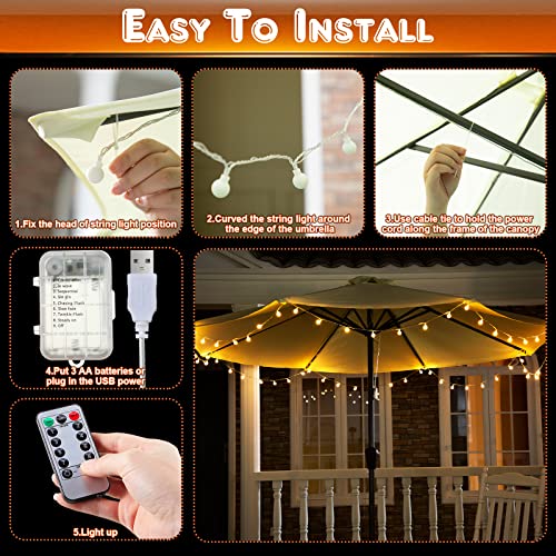 1 Pack 32 FT LED Patio Umbrella Lights