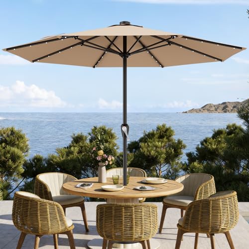 12FT Large Patio Umbrella with Solar Lights