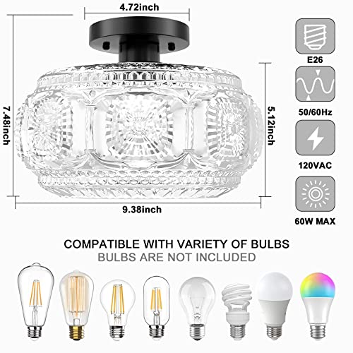 Globe Glass Semi Flush Mount Ceiling Light Fixture
