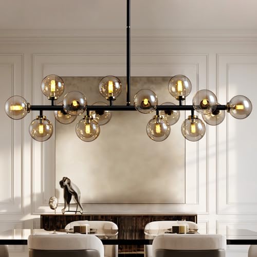 Black Mid Century Modern Chandelier for Dining Room Light Fixture