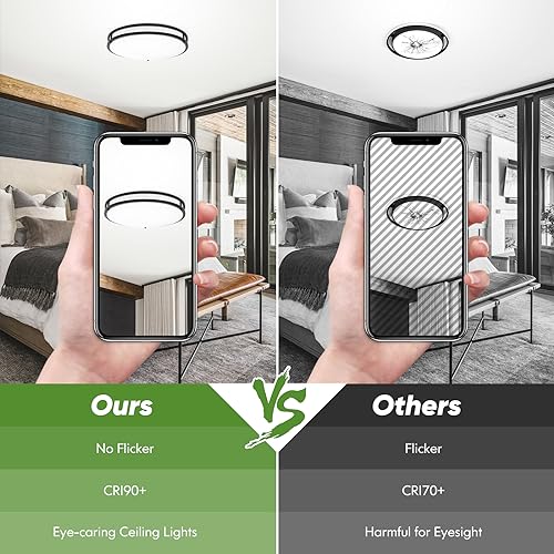 50W 5600lm Bright LED Ceiling Lights Matte Black (2 Count)