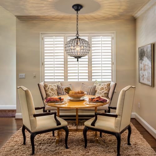 Crystal Chandeliers for Dining Room 12" Vintage Globe Pendant Light