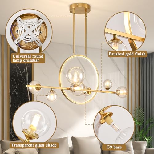 Modern 7 Light Gold Kitchen Island Light for Dining Room