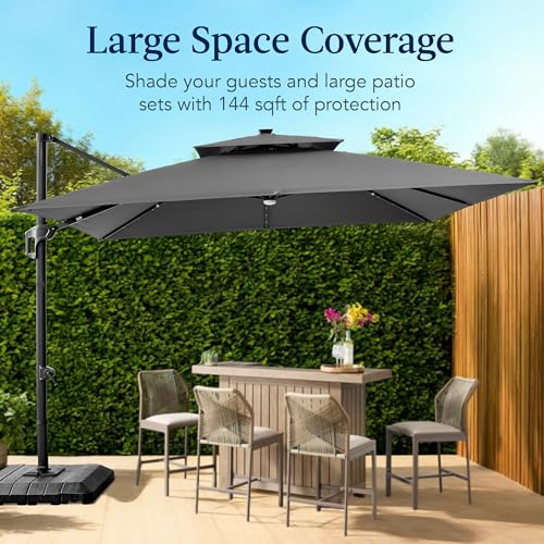 12x12ft LED Cantilever Patio Umbrella w