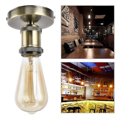 Vintage E26 E27 Lamp Socket Ceiling Lamp Holder with Accessories for Kitchen Bedroom Living Room 100‑240VAntique Green