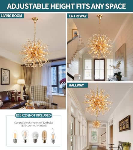 Modern 20 Light Gold Sputnik Chandelier