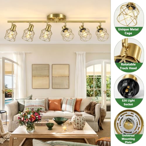 6 Lights Gold Semi Flush Mount Ceiling Light