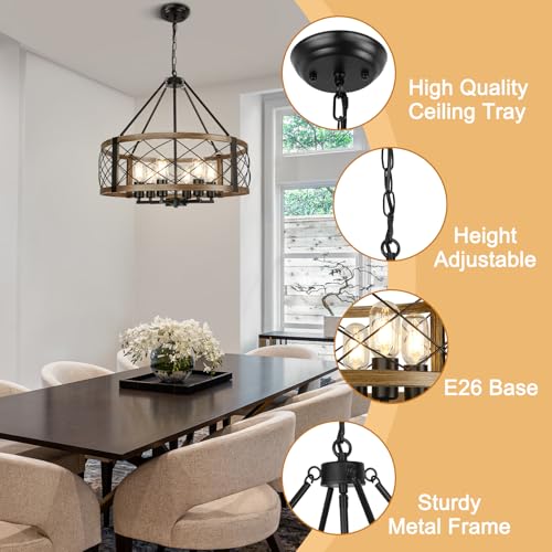 6 Light 22.5'' Farmhouse Chandelier for Dining Room Light Fixture (6 Count)