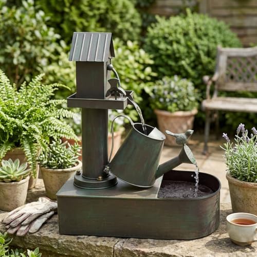3 Tier Outdoor Fountain 23" Rustic Waterfall Garden Patio Decor
