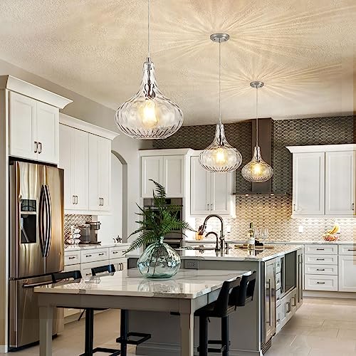 11" Brushed Nickel Hammered Glass Pendant Light