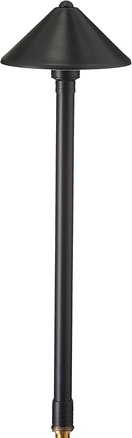 VOLT Conehead 12V Black Brass Path Light (7" Shade, 25" Tall) for Low Voltage Landscape Lighting on Outdoor Pathway, Walkway, Garden, Driveway or Patio - Aura Lighting