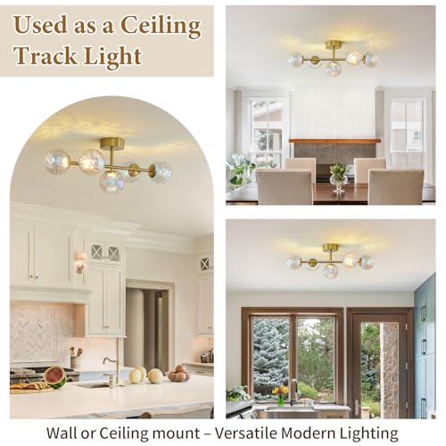 Brushed Gold LED Stained Hammered Glass Globe Bathroom Vanity Light