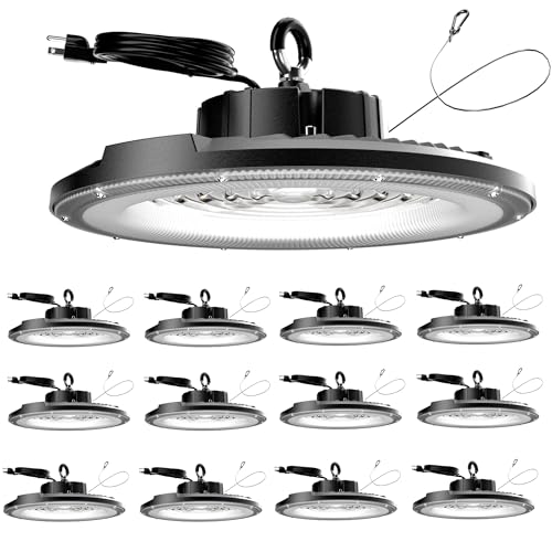 UFO LED High Bay Light 200W 12 Pack 5000K 30000LM High Bay LED Shop Light with Plug Alternative to 800W MH