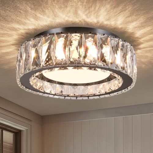 11 Inch LED Dimmable Crystal Flush Mount Ceiling Light Fixture