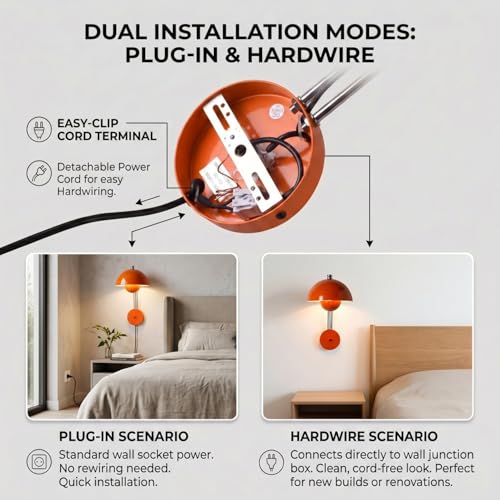 Mid Century Modern Bud Plug in Wall Sconces for Bedroom