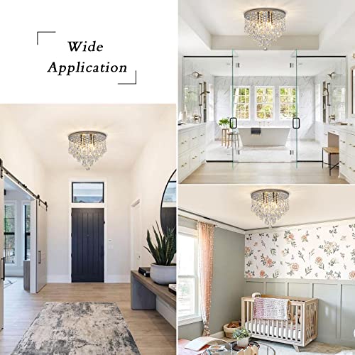4 Light Crystal Chandeliers Flush Mount