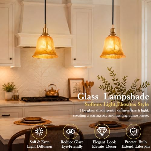 6 Pcs Amber Marble Bell Shaped Glass Lamp Shade Replacement (6 Count)