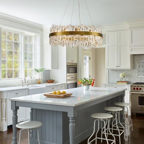 Gold Modern Oval Crystal Chandelier