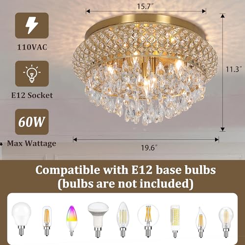 19.5'' Crystal Brass Chandelier