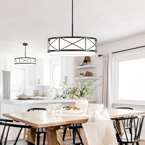 19.7" Modern Black Drum Chandelier (5 Count)