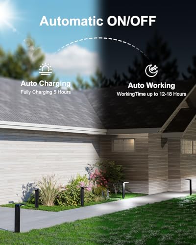 6 Pack Cool White Solar Powered Pathway Lights Outdoor Waterproof (6 Count)