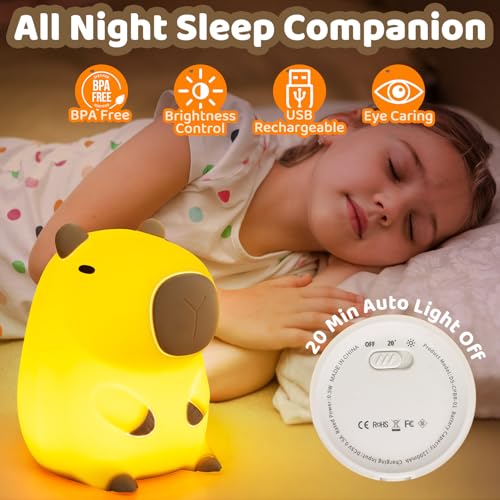 Huggwaii Squishy Capybara Night Light for Kids