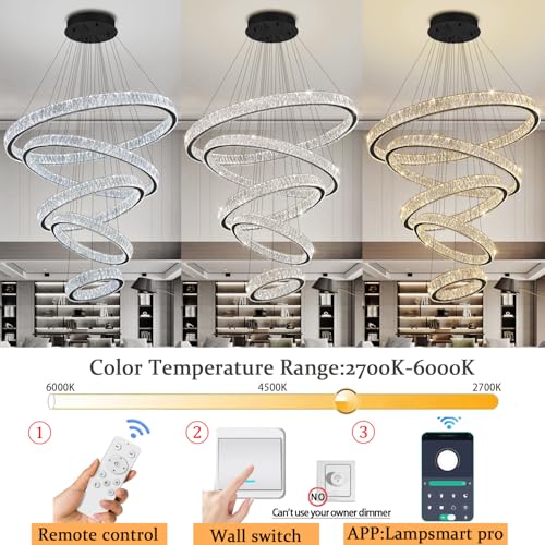 Modern 5 Ring Chandeliers for High Ceiling Foyer