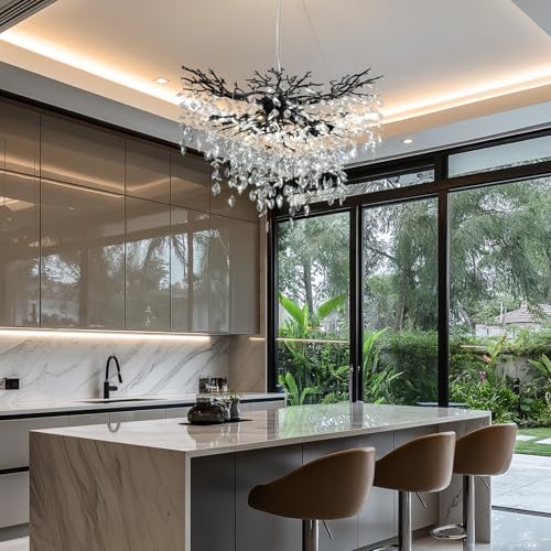 40" Black Crystal Chandelier