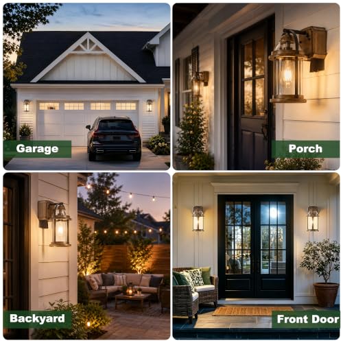 Dusk to Dawn Outdoor Wall Lights with GFCI Outlet