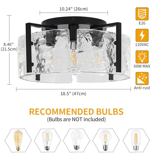 Modern Black Semi Flush Mount Ceiling Light 4 Lights Ceiling Lamp