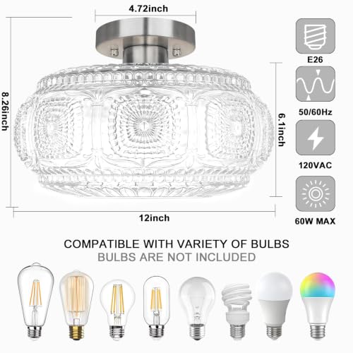 12 Inch Semi Flush Mount Ceiling Light Fixture