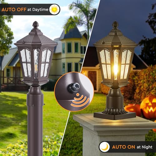Dusk to Dawn Outdoor Post Lights with Pier Mount Base