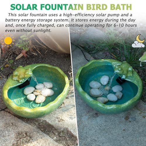 Ceramic Solar Fountain Outdoor with Battery Backup