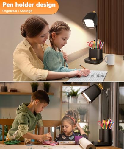 LED Desk Lamp for Dorm 2 USB Ports