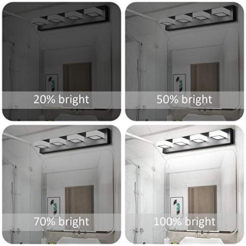 Black Vanity Light Dimmable 4 Lights LED Modern Bathroom Vanity Lighting Fixtures Modern Stainless Steel Acrylic Rotable 360° Vanity Wall Light Over Mirror