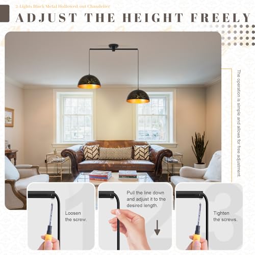 2 Light Black Linear Pendant Light