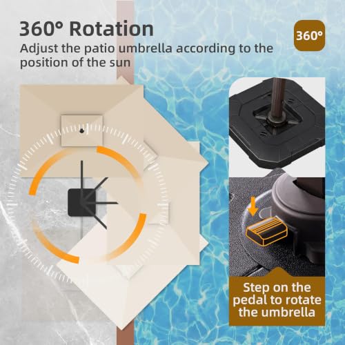 9x12 FT Patio Cantilever Outdoor Umbrella with Base and LED Lights