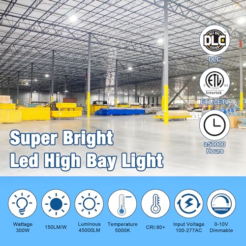 4 Packs 300W High Bay LED Lights