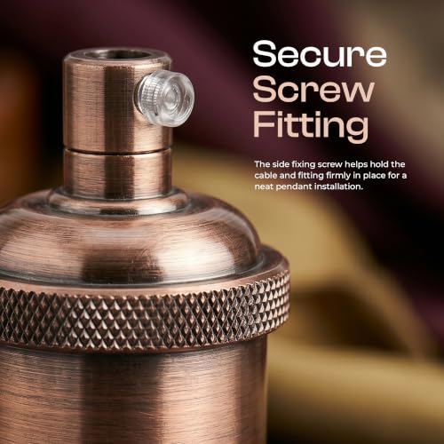 E26 Lamp Holder Socket Copper Metal Vintage Edison Bulb Holder IP20 Hardwired Medium Base Fitting for Pendant Wall Table Lamps DIY Indoor Lighting