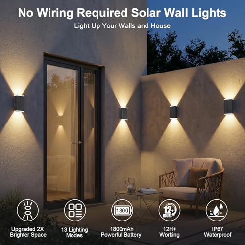 2Pack Solar Wall Lights Outdoor