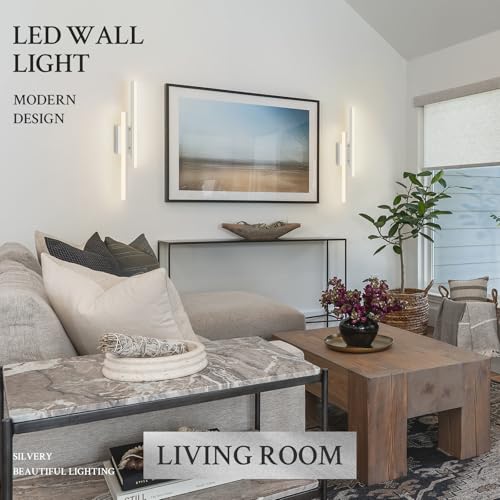 LED Wall Sconce Silver Modern Remote Wall Light Fixtures for Living Room